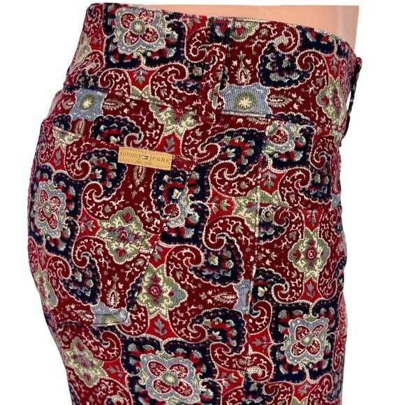Vtg Y2K NWT Tommy Hilfiger Paisley Floral Wide Leg Corduroy Jeans | Boho Grunge - Picture 9 of 16